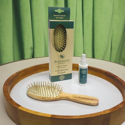 ONWOOD - Massage Brush in Ash Wood with Shine Lotion, Suitable for All Hair Types Counteracts Hair Loss, bright - Image 3