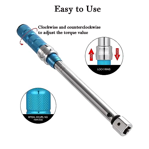 COTOUXKER Open End Adjustable Torque Wrench, 5 to 60 Nm Torque Wrench Set with 30mm Open End and 3/8 Drive Ratchet Changeable Head for Hvac Mini Split