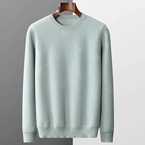 Men's Cashmere Wool Sweater O -Neck Thick Pullover Autumn Winter Warm Jacquard Casual Business Long Sleeve Top (Color: B, Size: Medium) (AM)