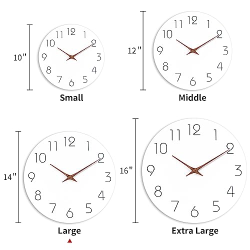 Mosewa Wall Clock 14 Inch Silent Non Ticking Wall Clocks Battery Operated - Simple Minimalist Wooden Clock Decorative For Kitchen,Home,Bedroom,Living Room, Office(14" White) #TOP1