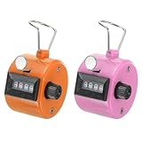 PATIKIL Clicker Counter, 2 Pcs 4 Digit Mechanical Handheld Tally Click Pitch Counter for Coaching Knitting, Golf, Lap, Fishing, Orange-Pink