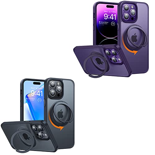 TORRAS Black & Purple 360 Rotatable MagSafe Stand Case for iPhone 14 Pro Max