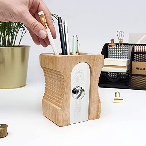 Suck UK Bureaukoker in de vorm van een potloodslijper, elegante en stabiele pennenkoker van hout, bureau-organizer en pennenhouder, bureau-opberger, licht - Image 4