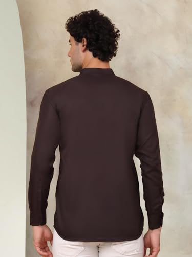 Image of Jompers Men's Cotton Regular Fit Solid Short Kurta