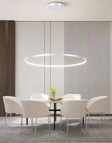 Lampe suspendue LED Ø80cm blanche dimmable avec télécommande pour salon - 4