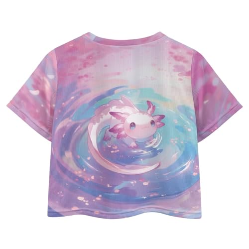 Image of Girls Fashion Crewneck Tee Shirts Casual Short Sleeve Crop Top Summer Outfits 5-14 Years Old