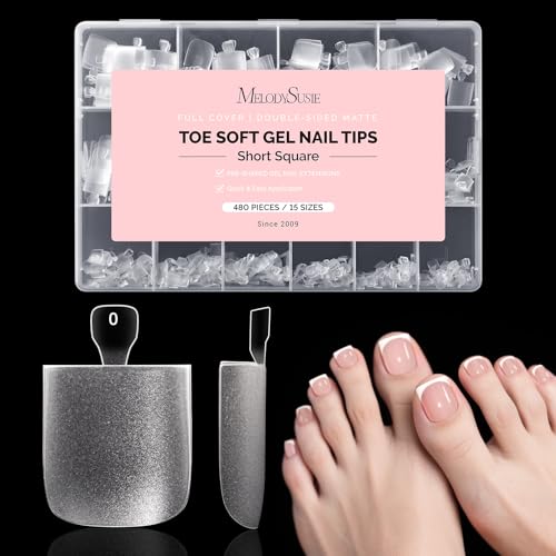 MelodySusie Square Toe X Nail Tips- 480Pcs 15 Sizes Clear Acrylic Full Matte Full Cover Press on Nails for DIY Extension & Salon Use Pre-Shaped for Long-Lasting Manicure