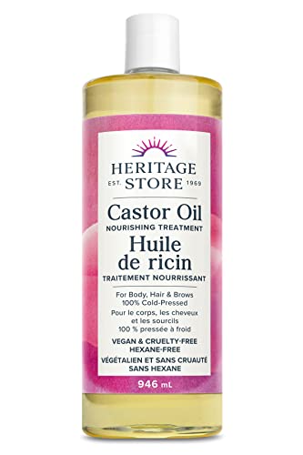 Heritage Store Castor Oil, Cold-Pressed, Hexane-Free & Cruelty-Free, 946 mL
