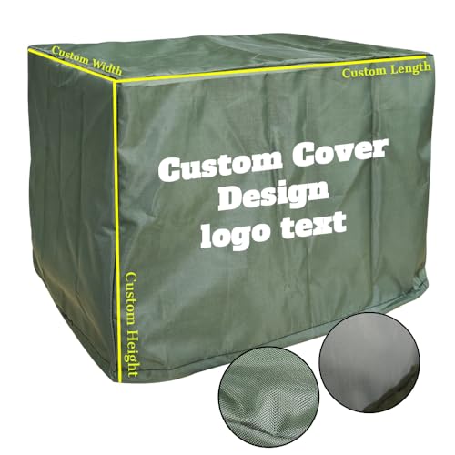 Custom Size Dust Cover - Waterproof, Made-to-Measure Protective Cover with Personalized Logo/Text for Patio Furniture, Equipment, Tools, RV Trailers & Outdoor AC Units (200D – Standard)