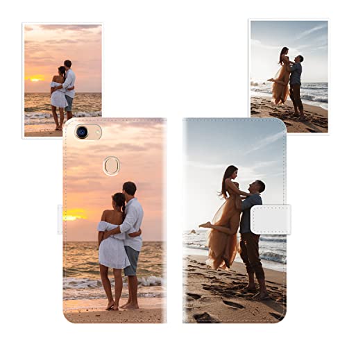 Sunrive Funda Personalizada Compatible con OPPO F3 Plus, Cuero Protectiva Carcasa Personalizable para tu móvil con Foto Imagen Frase o Texto + Cuerda para móvil Universal
