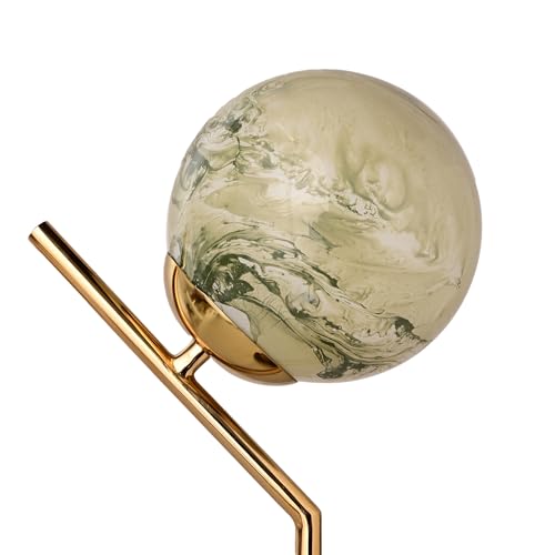 Image of Ocean Print Glass Table Lamp | Gold Finish Decorative Table Light | Modern Lamp for Home Office Bedroom Living Room Dining Room Use | Stylish Desk Lamp | Without Bulb
