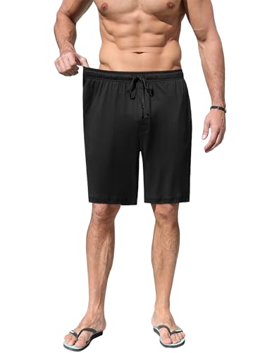 Image of Ekouaer Men's Pajama Shorts Soft Sleepwear Bottoms Elastic Waistband Loungewear Breathable Men Shorts with Pockets