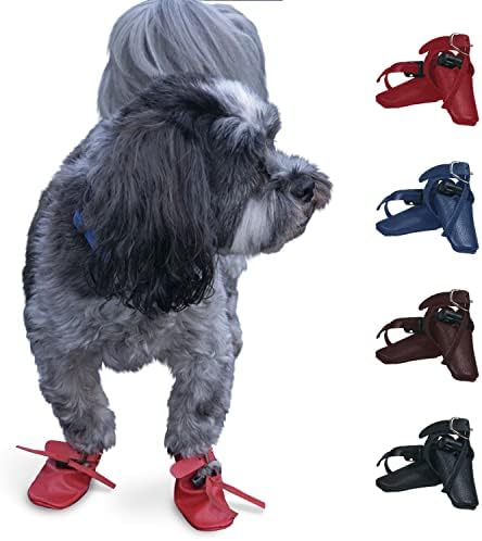 PupMocs Dog Moccasins (S) | Finest Premium Leather Pet Boots | Stunningly Stylish Chic Fashion Paw Protectors | Sold in Pairs for Custom Fit (2Pcs) | Size Small, Maple Red