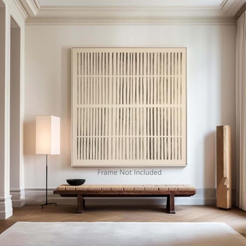 Neutral Abstract Canvas Wall Art Modern Abstract Posters and Prints Brown Beige and Black Wall Art Wabi Sabi Painting Neutral Geometric Artwork Beige Minimalist Picture for Bedroom 16x16inch Frameless by Ecyanlv - Used condition - Image 2