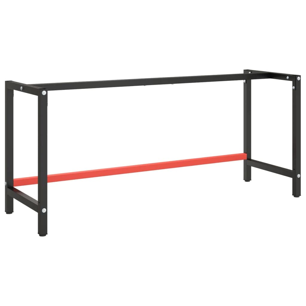 Marco de banco de trabajo (180 x 57 x 79 cm, metal), color negro y rojo mate