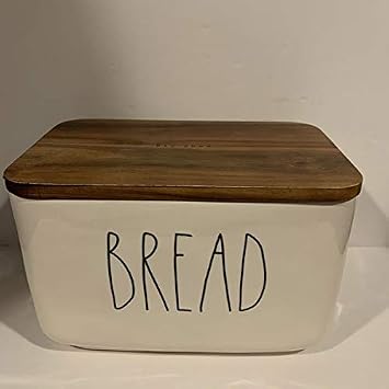 Rae Dunn BREAD BOX - Ceramic - Wood lid