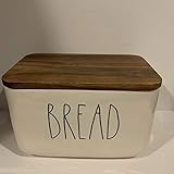 Rae Dunn BREAD BOX - Ceramic - Wood lid