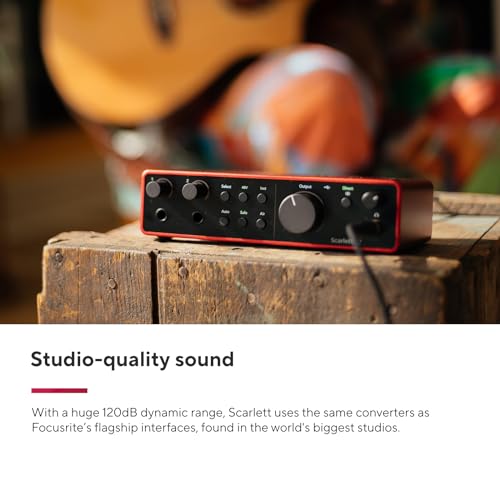 Image of Focusrite Scarlett 2i2 Studio 4th Gen USB Audio Interface Bundle for the Songwriter with Condenser Microphone and Headphones for Recording, Streaming, and Podcasting