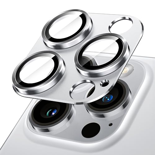Image of JETech Camera Lens Protector for iPhone 14 Pro 6.1-Inch and iPhone 14 Pro Max 6.7-Inch, Full Coverage 9H Tempered Glass Ring Cover, Matte Metal Plate, Case Friendly, 1-Pack (Silver)