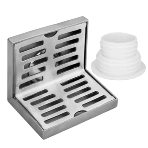 Kivivaka Desagüe de suelo de acero inoxidable en forma de L para instalación en pared, material antioxidante 304 con acabado cepillado texturizado, compatible con tubos de 50 mm, color plateado (100 x