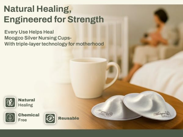 Miniatura 6 de MOOGCO The Original Silver Nursing Cups  Copas de plata de 999 k  Protectores de pezones para lactancia materna recién nacido  Cubiertas protectoras
