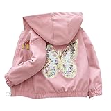 PINU Girls Sequin Butterfly Jacket-Sparkle Hooded Windbreaker-Shimmer Butterfly Lightweight Spring Fall Outerwear for Kids