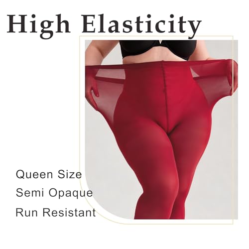 Image of Women's Plus Size Tights High Waist Sheer Semi Opaque Ultra-Soft Pantyhose XL, 2XL, 3XL, 4XL