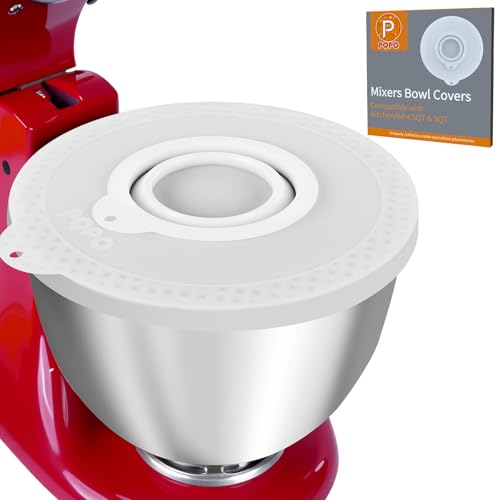 Silicone Mixers Bowl Cover Compatible with KitchenAid 4.5-5 Quart Tilt-Head Stand Mixers Bowl (White)