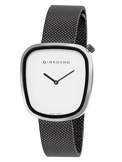 Giordano Analog Wrist Watch for Women with Stylish Metal Strap, Square dial and 3 Hand Mechanism