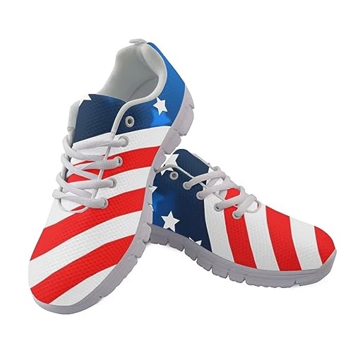 Image of Jeiento American Flag Shoes Men's Fashion Sneaker Sports Running Shoes Causal Travel Walking Flat Shoe Breathable