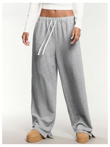 SHENHE Women's Low Rise Wide Leg Sweatpants Baggy Pants Drawstring Workout Lounge Pants with Pockets3