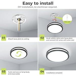 hepside 13inch Flush Mount Ceiling Light Fixture 2 Pack, Dimmable & 5 Color Temperatures Ceiling Light Black, 24W 3000K 3500K 4000K 5000K 6500K Adjustable Ceiling Lamps for Bathroom Bedroom Hallway — photo 2 of 6