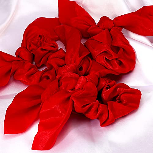 Ondder Hair Scrunchies For Women 15 Pcs Hair Scrunchies For Women’s Hair Cute Girls Bow Scrunchies For Hair Ribbon Scrunchies With Bow Elastic Hair Ties Bands Ponytail Holder Hair Accessories For Women Girls Kids -Red #TOP6