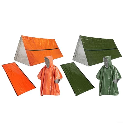 Kit de supervivencia impermeable con saco de dormir térmico y tienda de campaña de acampada 5