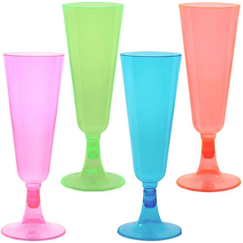 Party Dimensions Neon Mix Champagne Cup-5oz | Assorted Tints | Pack of 20 Plastic Champ Cups, 5 oz, Pink, Blue, Green, Orange