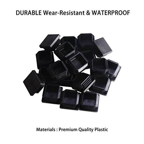 Image of 1 1 /2 inch 12pcs Black Square Tubing for Plastic Plugs, Durable Chair Glide.