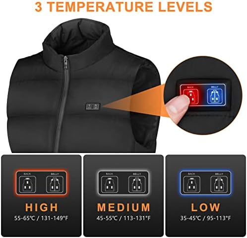 WARMFIT Rechargeable Heated Vest with Battery Pack for Men Women,3 Heating Levels 8 Heating Zones Lightweight Warming Jacket