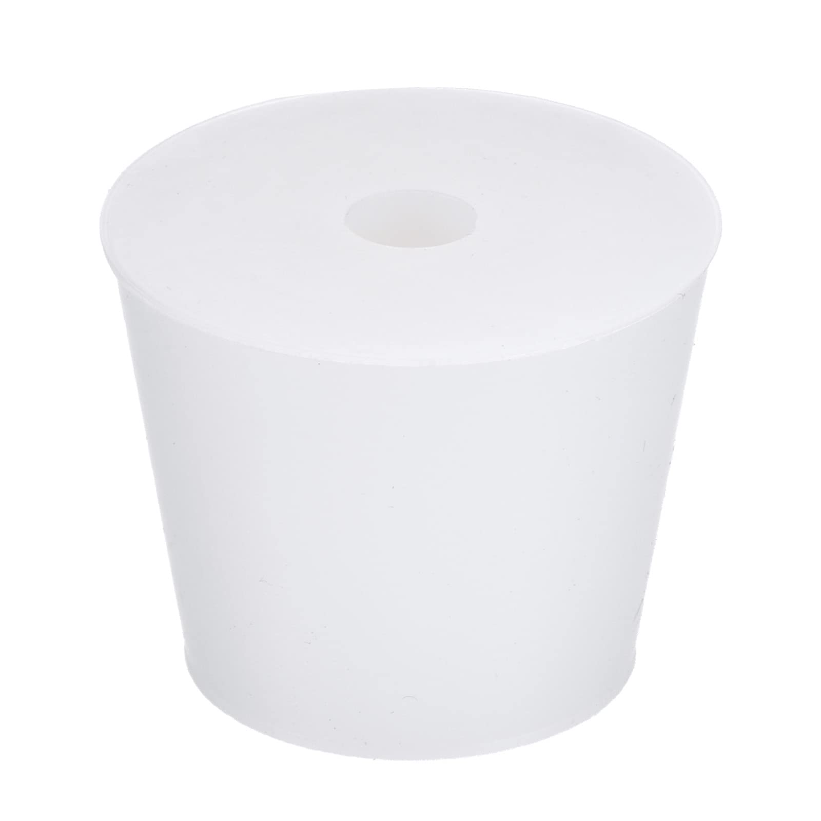5 Tappi In Gomma Silicone Bianchi Conici Con Foro Da 8 Mm - Per Provette, Bottiglie E Laboratorio - copertina