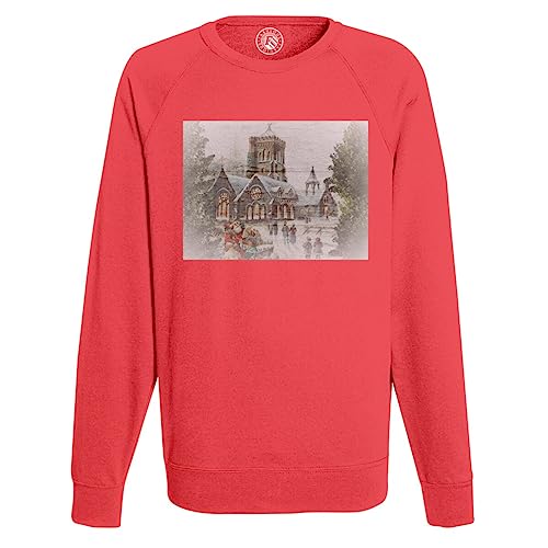 Sweat Shirt Homme Paysage de Noël style peinture vintage rétro Santa Claus pour hiver