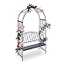 Produktbild Relaxdays Rosenbogen mit Bank, robustes Metall, 2-Sitzer Deko-Gartenbank, Rankhilfe, HxBxT: 205 x 115 x 50 cm, Anthrazit