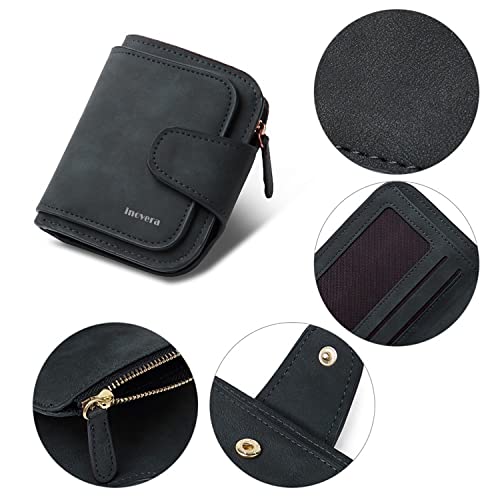 INOVERA-LABEL-Womens-Black-Faux-Leather-Tri-fold-Fashion-Card-Coin-Holder-Small-Purse-Clutch-Wallet-KK29