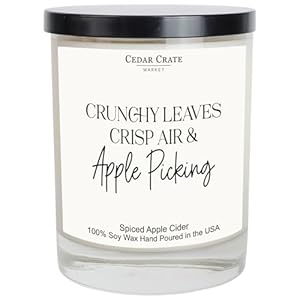 Fall Scented Candles | Crunchy Leaves, Crisp Air | Fall Candles Scent, Autumn Candles, Fall Kitchen Decor, Fall Scents for Women, Best Friend, Friend Gifts, Gifts for Her -Spiced Apple Cider
