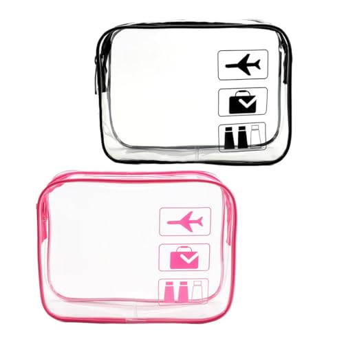 Neceser de Aseo Transparente, 2 Piezas Bolsas Transparentes de Avión, Bolsa de Cosméticos para Maleta, Bolsa de Aseo para Transportar líquidos