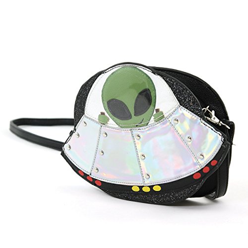 Sleepyville Critters UFO Alien Spaceship Crossbody Bag Purse Black2