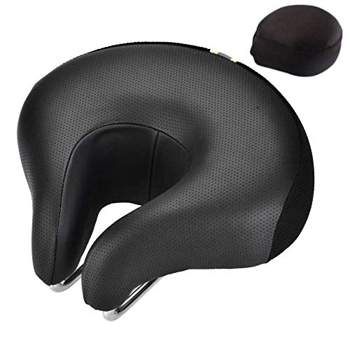 Comfort Bicycle Saddle, U Shape Noseless Bike Seat, Shock Absorbing Cushion, Memory Foam Padded for Mountain and Road Cycling