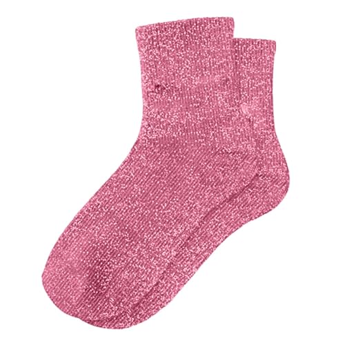 Generisch Calcetines de verano 2026 brillantes de color liso - medias de moda para la pantorrilla para uso diario casual con ajuste elástico cómodo, Rosa intenso., Talla única