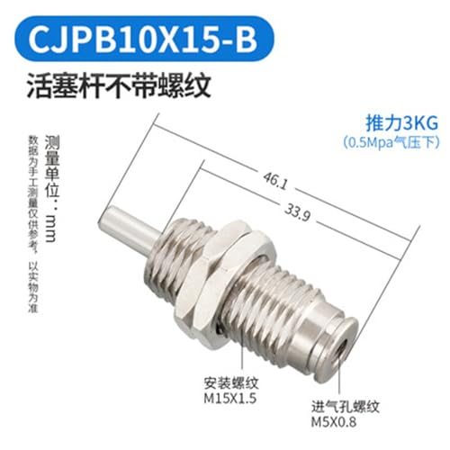 Cilindro miniatura CJPB de simple efecto con rosca externa y resorte integrado 3