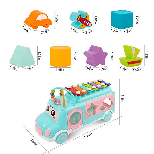 DeXop Baby Toy Xylophone 12-18 Months,Infant Musical Car with Shape Blocks,Sensory Toys for Toddlers 1-3,Educational Learning Gift for Girls and Boys,Kids Birthday Favors - Thumbnail 5