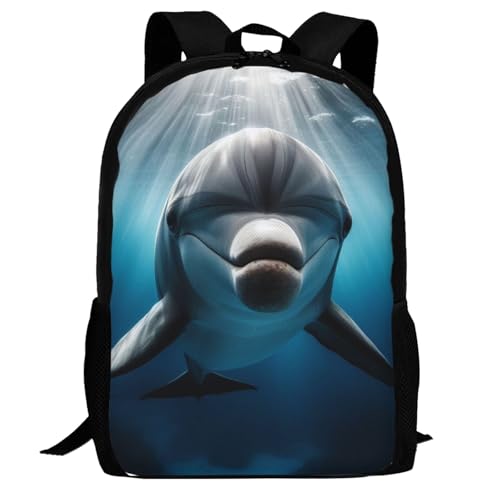 Native Dolphin Fish Backpack for Women Men, Lightweight Adjustable Black Backpack for Travel Outdoor Sports
