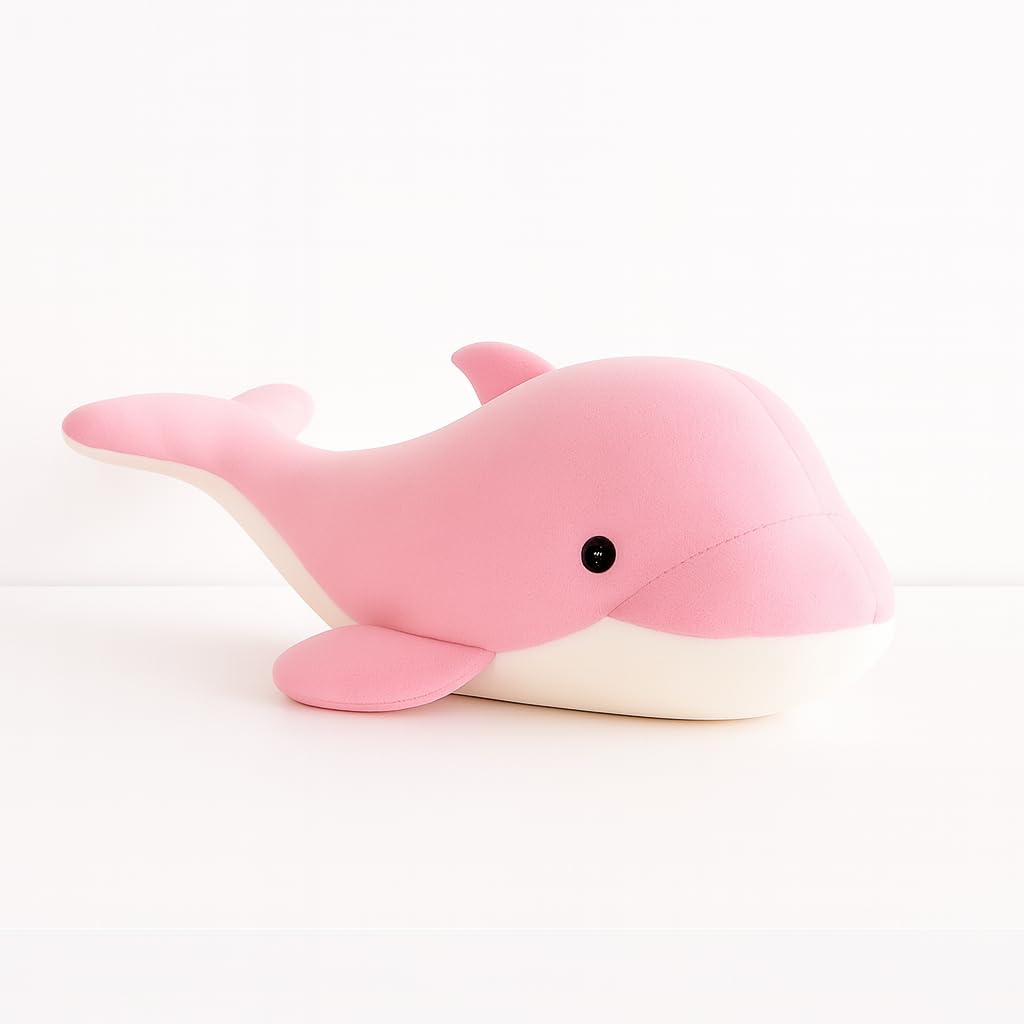 Cute Dolphin Plush Pillow, Pink and White, Soft Stuffed Animal Toy - 30 cm_ST-image-3